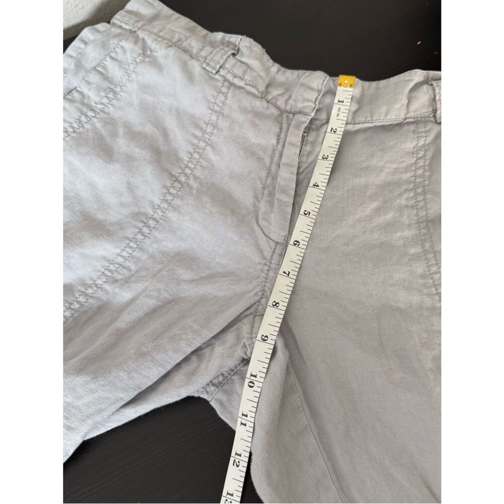 Eileen Fisher Cargo Cropped Pants Womens Sz 8 Gray Organic Linen Casual Beach - Picture 10 of 11